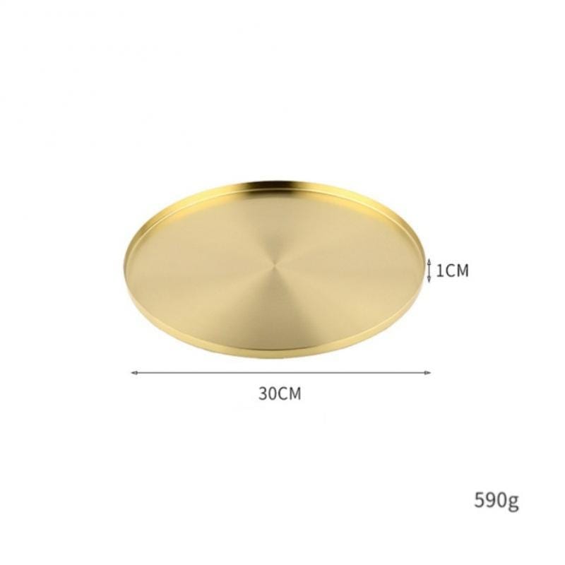 Tray Gold - short tray S Round Gold Tray | Stainless Steel Serving Tray TipuHome