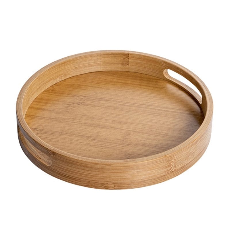 Tray L Round Bamboo Serving Tray | Natural Wood Tray TipuHome