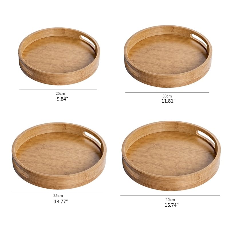 Tray Round Bamboo Serving Tray | Natural Wood Tray TipuHome