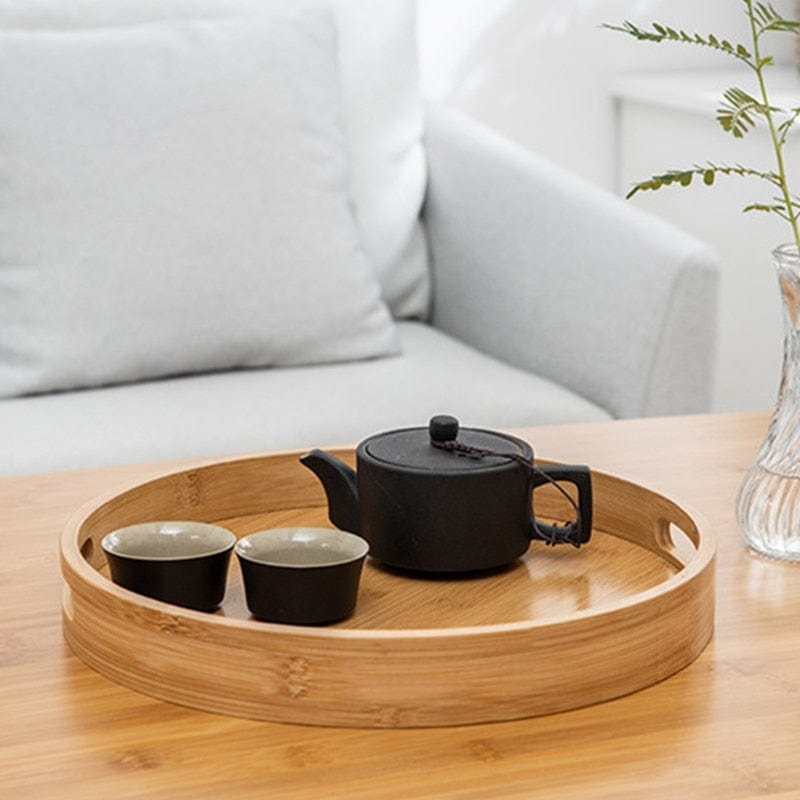 Tray Round Bamboo Serving Tray | Natural Wood Tray TipuHome