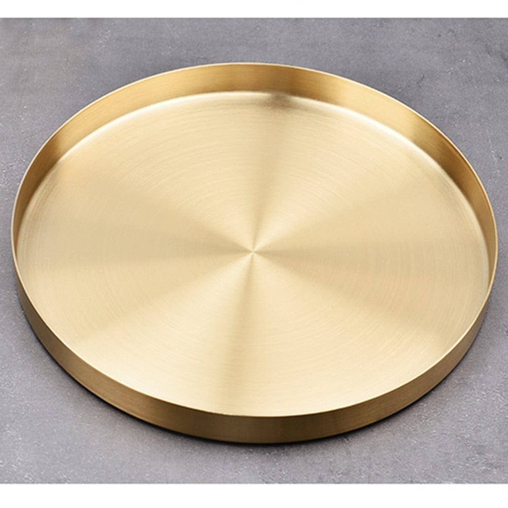 Tray Round Gold Tray | Stainless Steel Serving Tray TipuHome