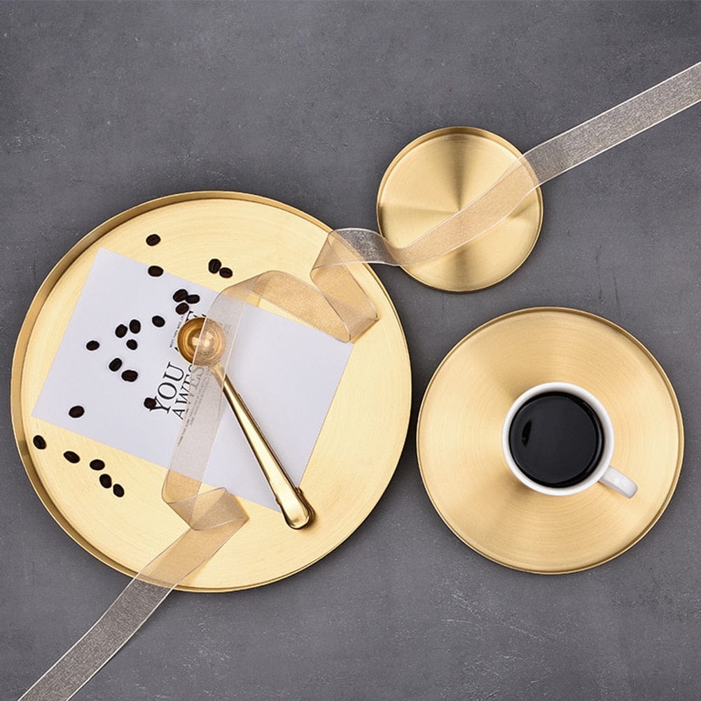 Tray Round Gold Tray | Stainless Steel Serving Tray TipuHome