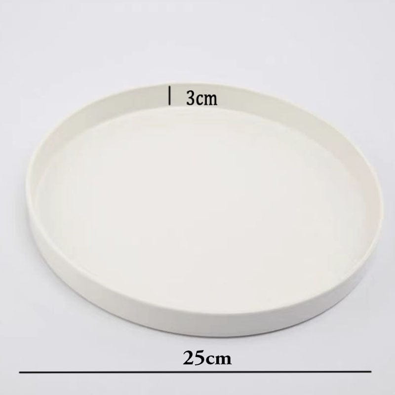 Tray White S(25cm) Simple Round Tray | Modern White Tray | Smooth Black Tray TipuHome