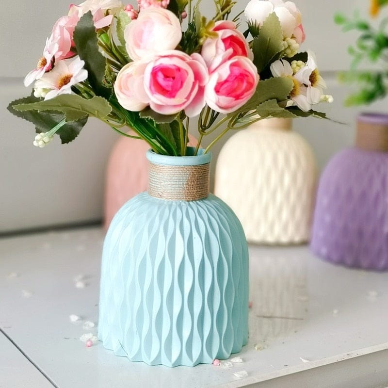 Vase Aqua - squat Modern Flower Vase | Dainty Plastic Vase TipuHome