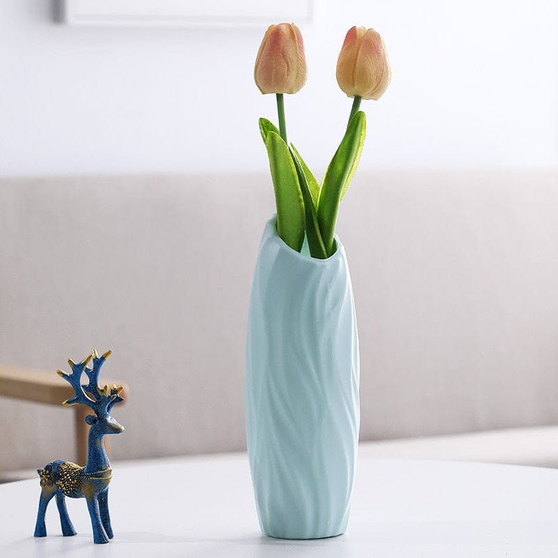 Vase Aqua - styled cylinder Modern Flower Vase | Dainty Plastic Vase TipuHome