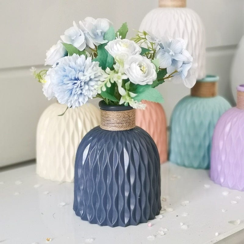 Vase Black - squat Modern Flower Vase | Dainty Plastic Vase TipuHome