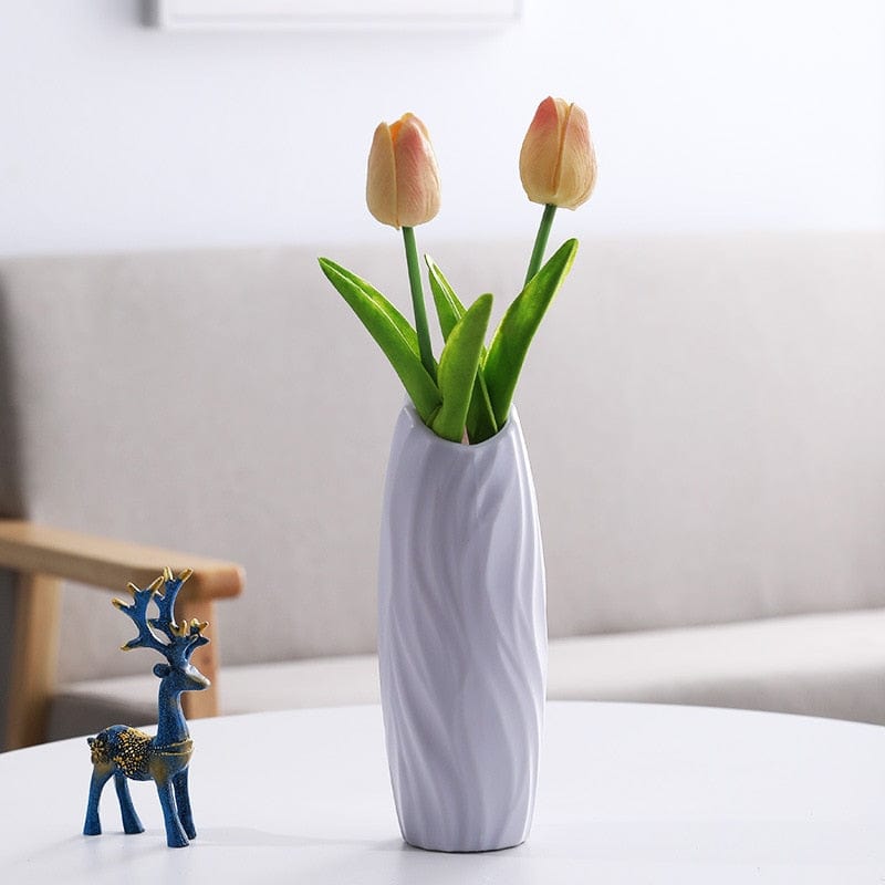 Vase Grey - styled cylinder Modern Flower Vase | Dainty Plastic Vase TipuHome