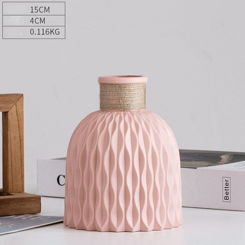 Vase Pink - squat Modern Flower Vase | Dainty Plastic Vase TipuHome