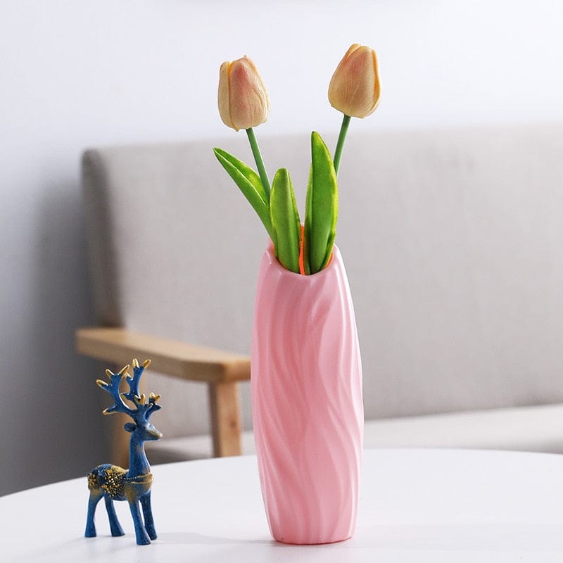 Vase Pink - styled cylinder Modern Flower Vase | Dainty Plastic Vase TipuHome