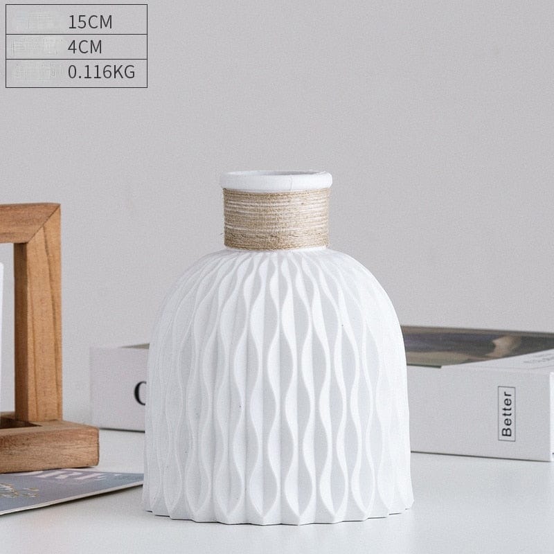 Vase White - squat Modern Flower Vase | Dainty Plastic Vase TipuHome