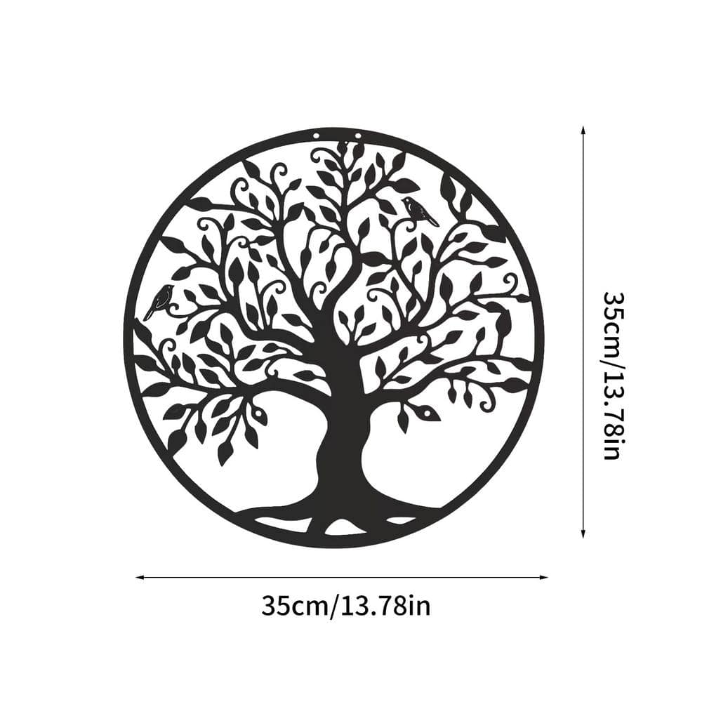 Wall Decor Tree of Life - 13.75" Tree Of Life Wall Decoration | Round Black Iron Decor | 3D Metal TipuHome