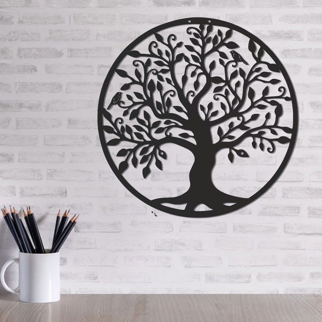 Wall Decor Tree Of Life Wall Decoration | Round Black Iron Decor | 3D Metal TipuHome