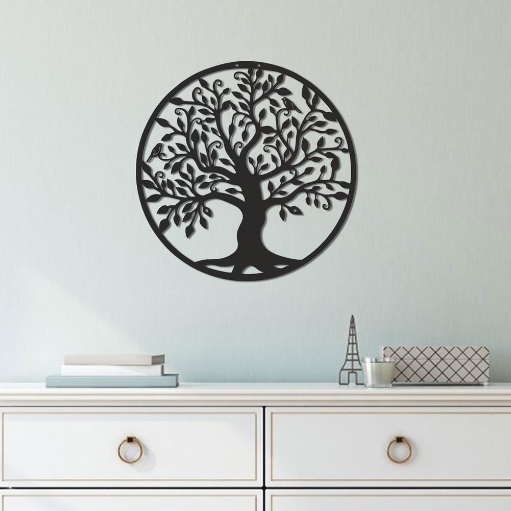 Wall Decor Tree Of Life Wall Decoration | Round Black Iron Decor | 3D Metal TipuHome