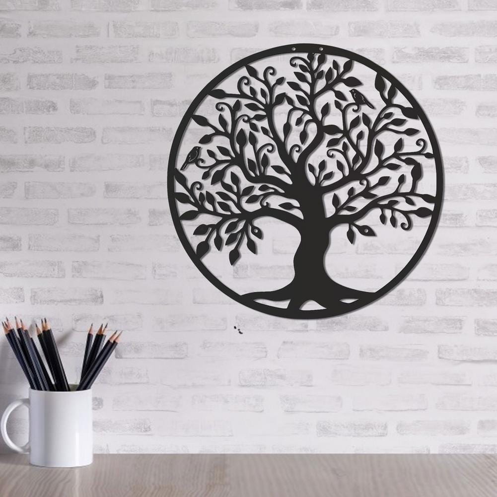 Wall Decor Tree Of Life Wall Decoration | Round Black Iron Decor | 3D Metal TipuHome