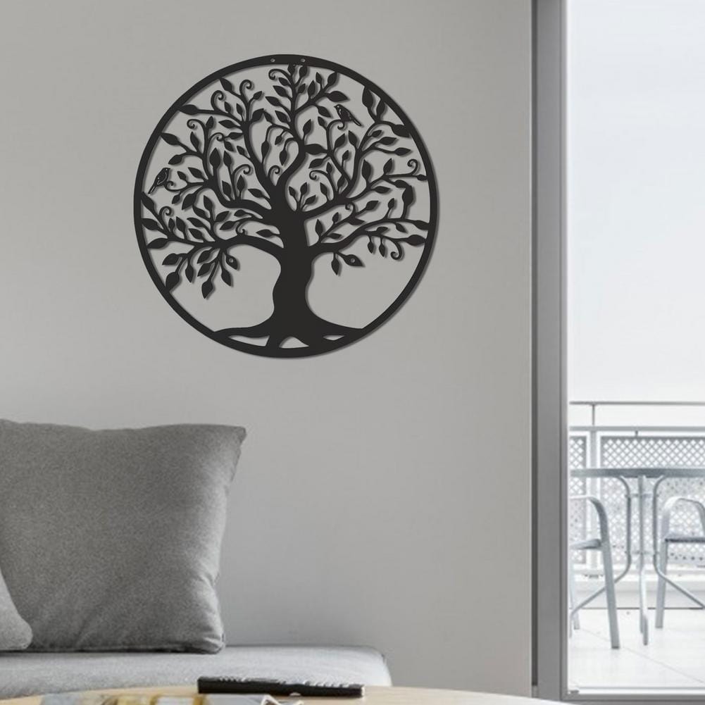 Wall Decor Tree Of Life Wall Decoration | Round Black Iron Decor | 3D Metal TipuHome