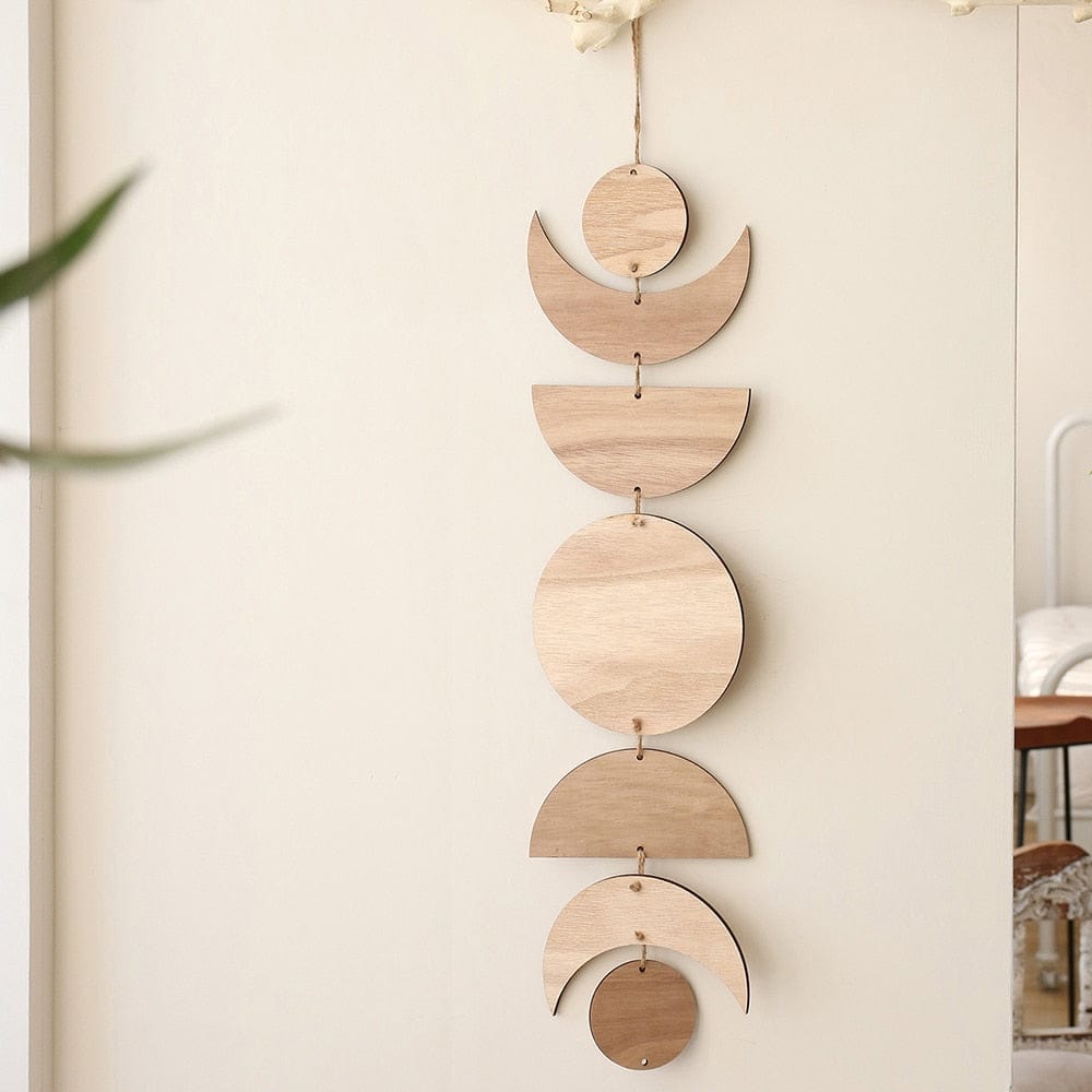 Wall Decor Wood Moon Phase Garland Wall Décor | Moon Wall Art TipuHome