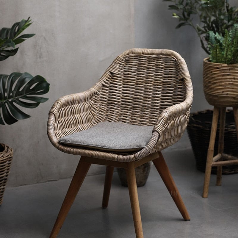 Woven Rattan Accent Chair | Indoor / Outdoor Wicker Chair TipuHome